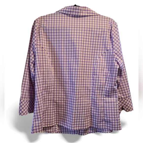 Lee button up 3/4 sleeve plaid top L - Picture 2 of 6